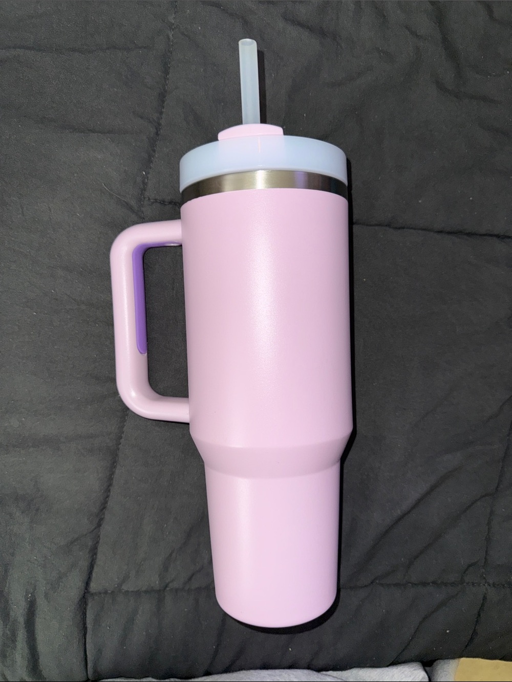 Insulated Light Purple Tumbler with Handle and Straw